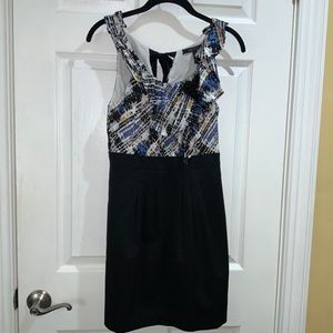 BCBG Maxazria silk Combo mini dress sz 0 sleeveless ruffle beading